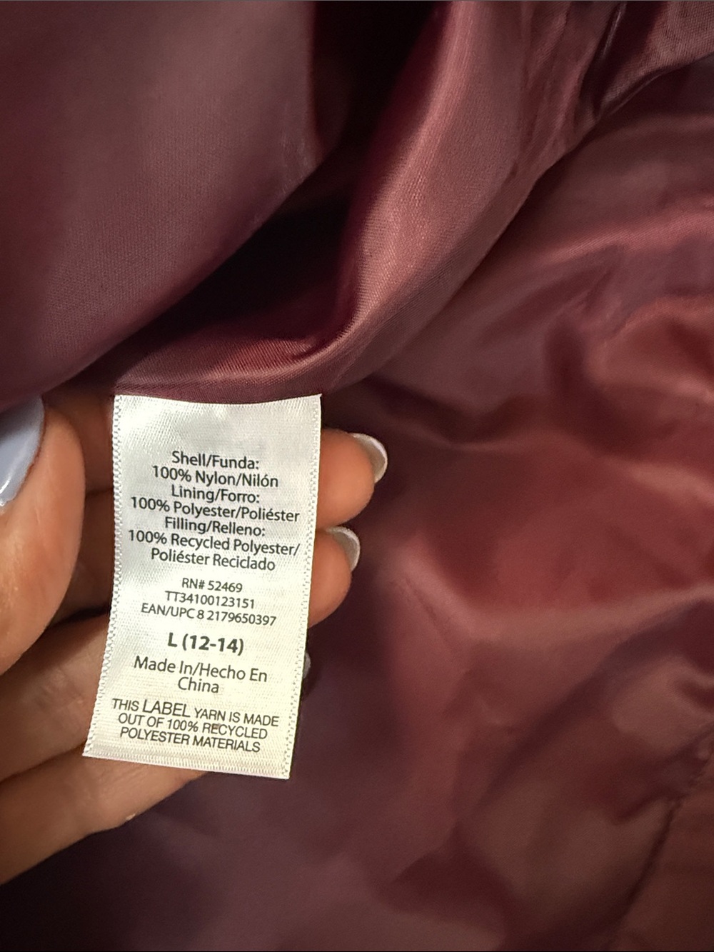 NWT Time and Tru Quilted Belted Long Puffer Jacket - Burgundy - Picture 3 of 5